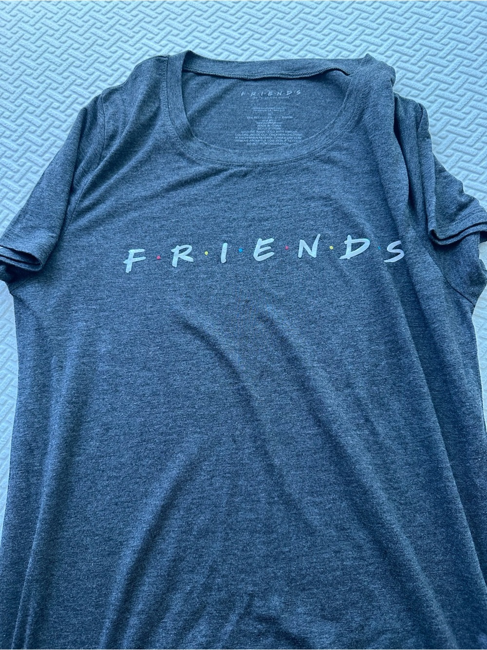 FRIENDS Dark Gray Short Sleeve Tee with Multicolor Dot Logo
